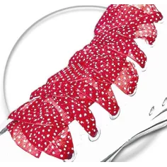 Lacets ruban organza large rouge à&nbsp;plumetis blanc pour vos…