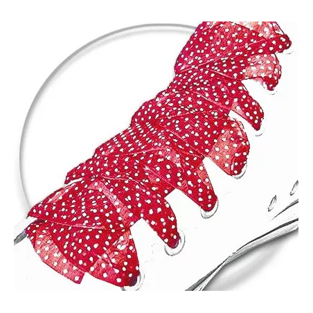 Lacets ruban organza large rouge à&nbsp;plumetis blanc pour vos…