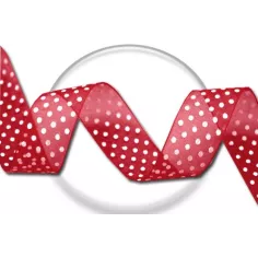 Lacets ruban organza large rouge à&nbsp;plumetis blanc pour vos… 2