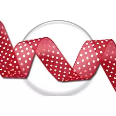 Lacets ruban organza large rouge à plumetis blanc pour vos chaussures