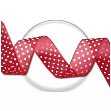 Lacets ruban organza large rouge à plumetis blanc pour vos chaussures Lacets ruban organza large rouge à plumetis blanc pour vos chaussures