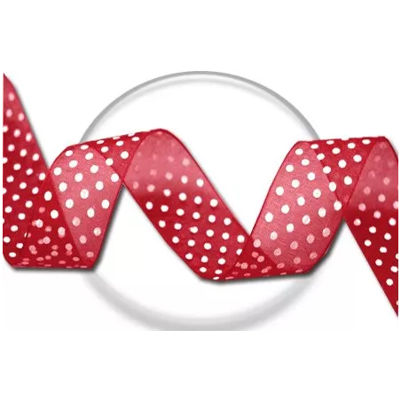 Lacets ruban organza large rouge à&nbsp;plumetis blanc pour vos…