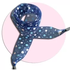 Lacets organza bleu polkadot rose