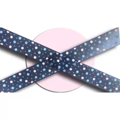 Lacets larges organza marine pois roses pour vos chaussures 2