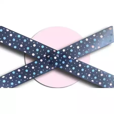 Lacets larges organza marine pois roses pour vos chaussures