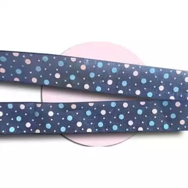 Lacets larges organza marine pois roses pour vos chaussures