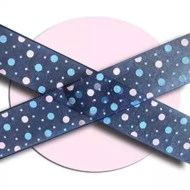 Lacets larges organza marine pois roses pour vos chaussures