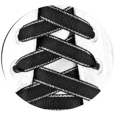 Lacets plats noirs au liseret argenté pour vos chaussures