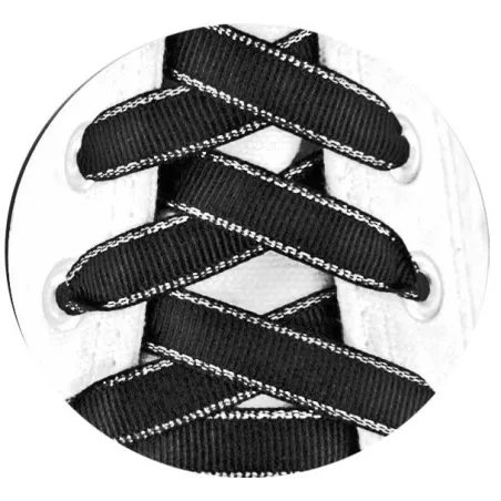 Lacets plats noirs au&nbsp;liseret&nbsp;argenté pour vos chaussures