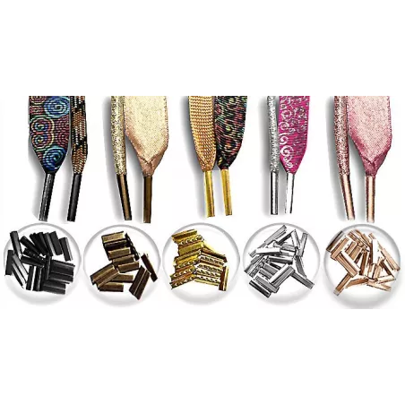 Lacets plats noirs au&nbsp;liseret&nbsp;argenté pour vos chaussures