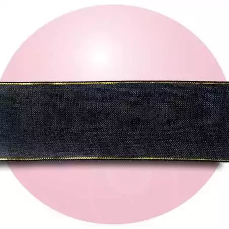 Lacets organza noir liseret doré pour vos chaussures Lacets organza noir liseret doré pour vos chaussures