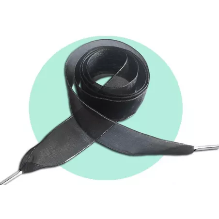 1 paire x lacets organza noir liseret argenté