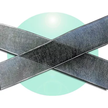 1 paire x lacets organza noir liseret argenté