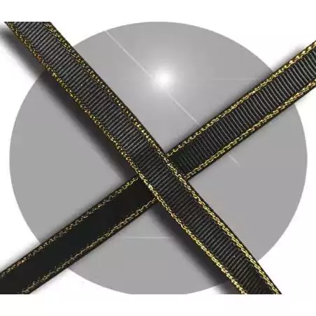 Lacets plats noirs liseret doré pour vos chaussures Lacets plats noirs liseret doré pour vos chaussures