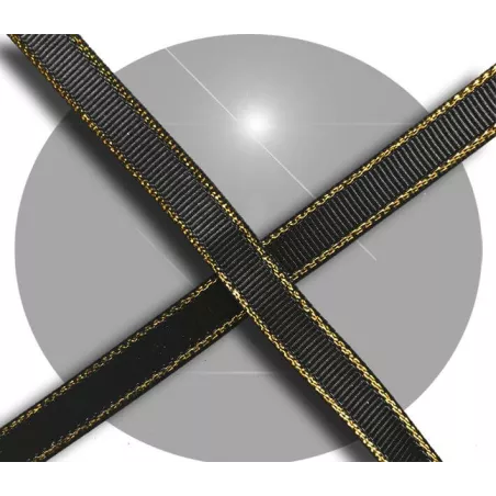 Lacets plats noirs liseret&nbsp;doré pour vos chaussures