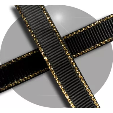 Lacets plats noirs liseret&nbsp;doré pour vos chaussures