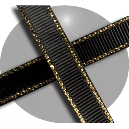 Lacets plats noirs liseret&nbsp;doré pour vos chaussures