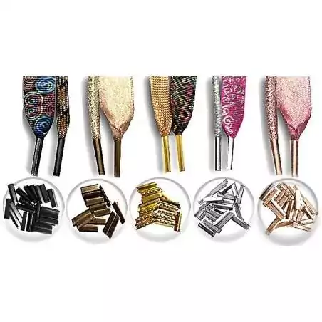 Lacets plats noirs liseret doré pour vos chaussures Lacets plats noirs liseret doré pour vos chaussures