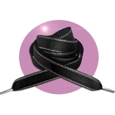 Lacets plats noirs au liseret argenté pour vos chaussures