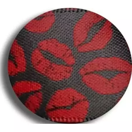 Lacets satin large noir lèvres rouges pour vos chaussures