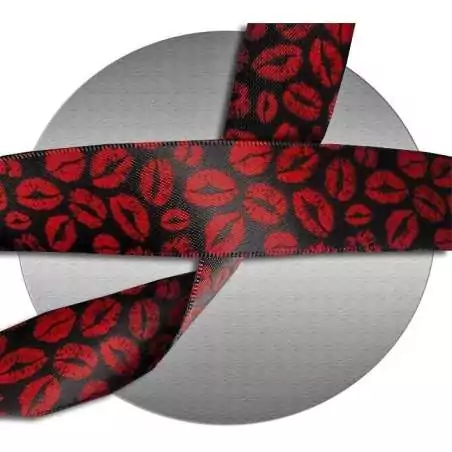 Lacets satin large noir lèvres rouges pour vos chaussures