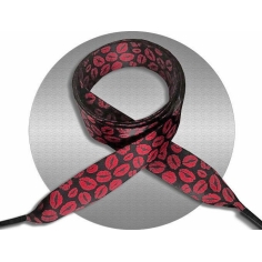 Lacets satin large noir aux l vres rouges Boutique Fran aise de