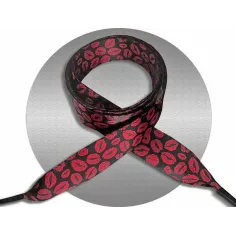 Lacets satin large noir lèvres rouges pour vos chaussures