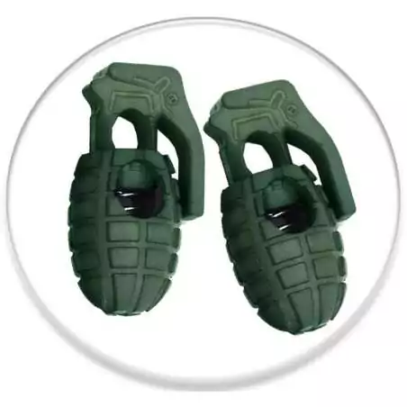Stoppeurs bloqueurs grenades vert kaki pour lacets, capuche, sac Stoppeurs bloqueurs grenades vert kaki pour lacets, capuche, sac
