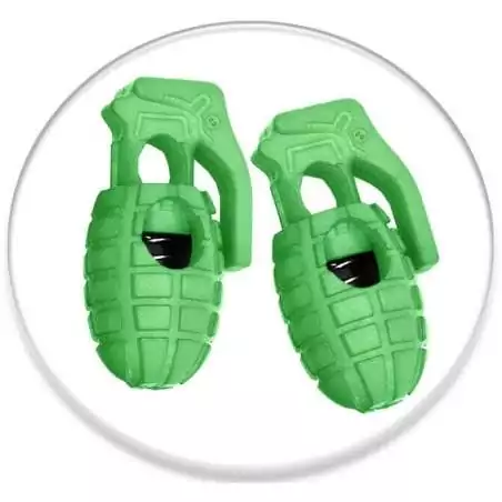 Stoppeurs bloqueurs grenades vertes pour lacets, capuches, sacs... Stoppeurs bloqueurs grenades vertes pour lacets, capuches, sacs...