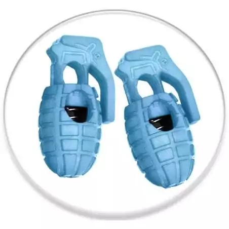 Stoppeurs bloqueurs grenades bleus pour vos lacets, capuches, sac..