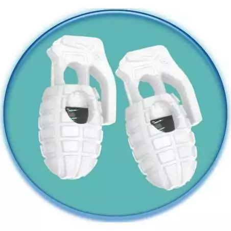 Stoppeurs bloqueurs grenades blancs pour vos lacets, capuches, sacs..