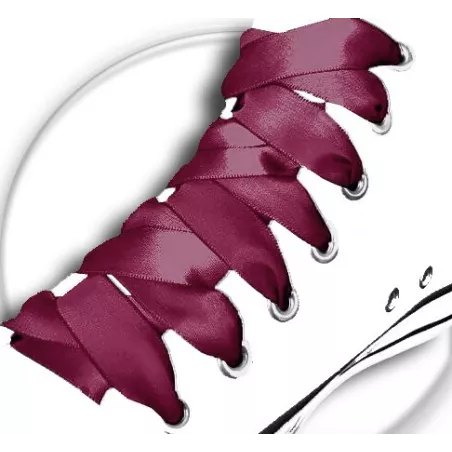 Lacets en satin bordeaux pour vos chaussures