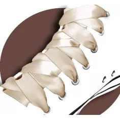 Lacets en satin beige lin pour vos chaussures