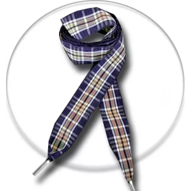 Lacets de chaussures écossais marrons et bleus à carreaux…