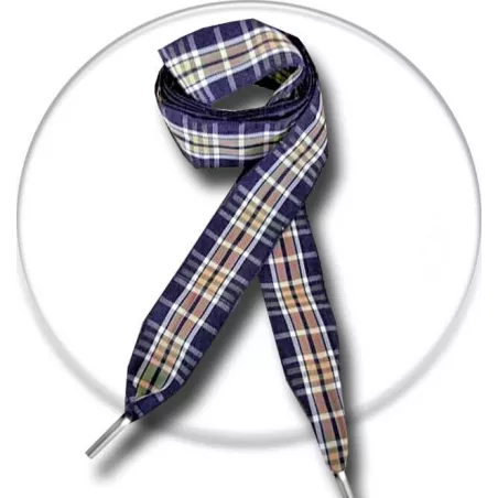 Lacets de chaussures écossais marrons et bleus à carreaux…