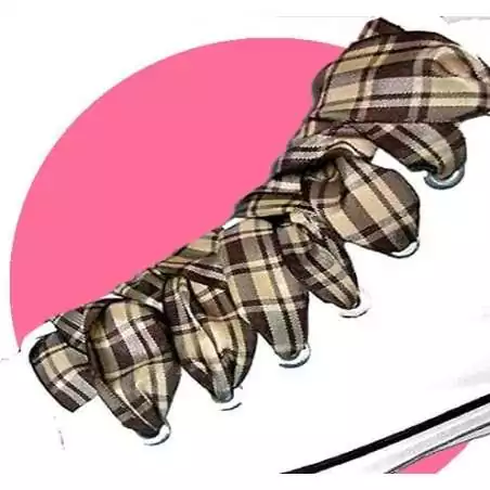 Lacets à carreaux marrons & beiges pour vos chaussures