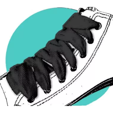 Lacets de chaussures noirs larges plats en coton.Boutique…