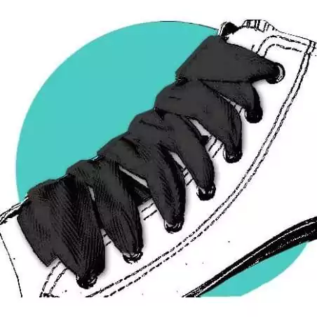 Lacets larges coton noir pour vos chaussures Lacets larges coton noir pour vos chaussures