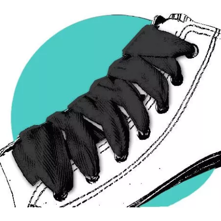 Lacets de chaussures noirs larges plats en coton.Boutique…