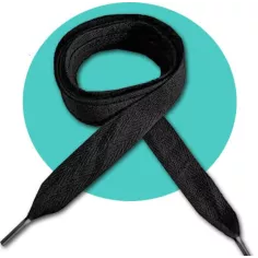 Lacets de chaussures noirs larges plats en coton.Boutique…