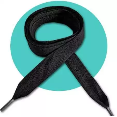 Lacets larges coton noir pour vos chaussures Lacets larges coton noir pour vos chaussures