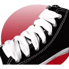 Lacets de chaussures blancs larges plats en coton.Boutique… 2