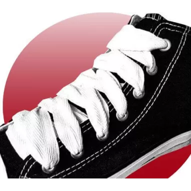 Lacets de chaussures blancs larges plats en coton.Boutique…