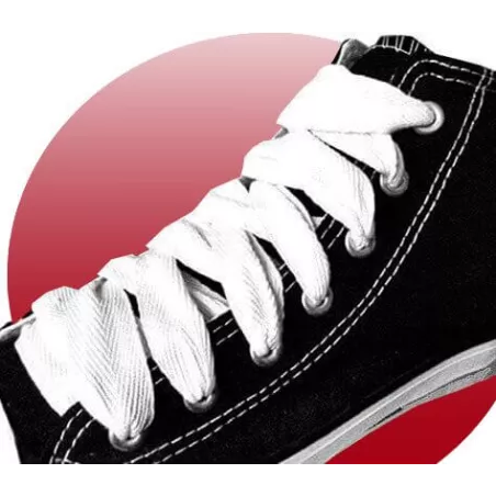 Lacets de chaussures blancs larges plats en coton.Boutique…