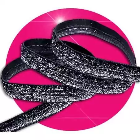 Lacets en velours pailleté en noir et argenté. pour vos chaussures Lacets en velours pailleté en noir et argenté. pour vos chaussures
