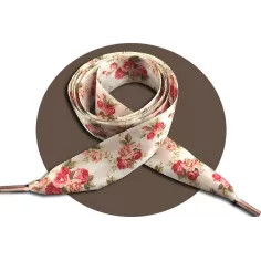 Lacets satin&nbsp;rétro&nbsp;fleuri : 2 largeurs pour vos chaussures