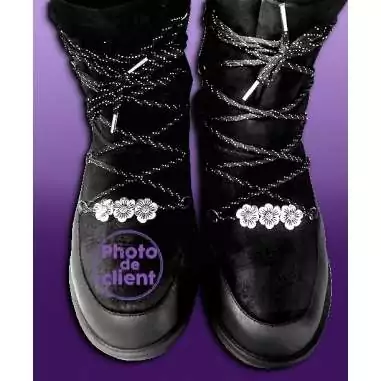 Lacets ronds paracorde noirs paillettes argentées pour vos chaussures