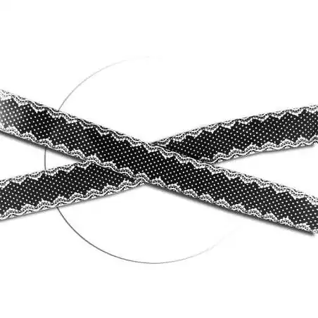 Lacets satin noir pois et dentelle pour vos chaussures