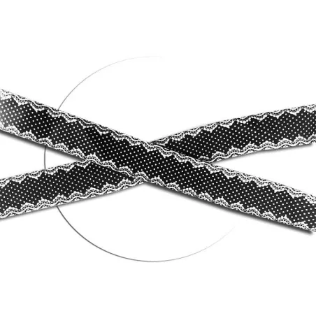 Lacets satin noir pois et dentelle pour vos chaussures