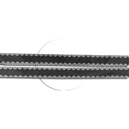 Lacets satin noir pois et dentelle pour vos chaussures